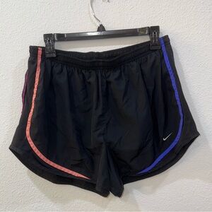 Nike Women's Black Shorts with Pink and Blue Stripes